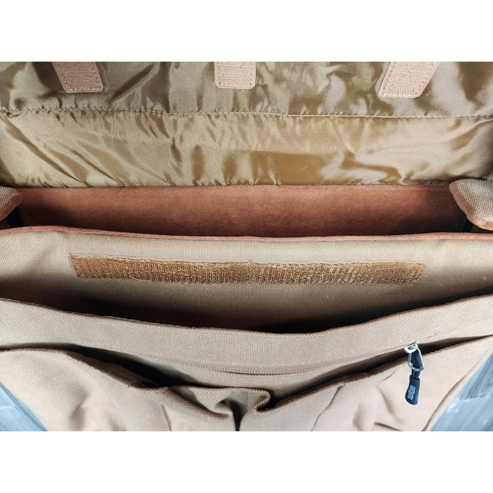 STM Laptop Messenger Bag Tan Canvas Padded Shoulder Strap Travel Work Briefcase